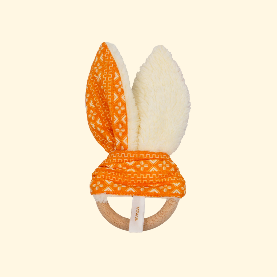 Hochet de dentition bio - Jouet de bébé écologique Vert - Made in France - nom ADEOLA - Cadeau de naissance