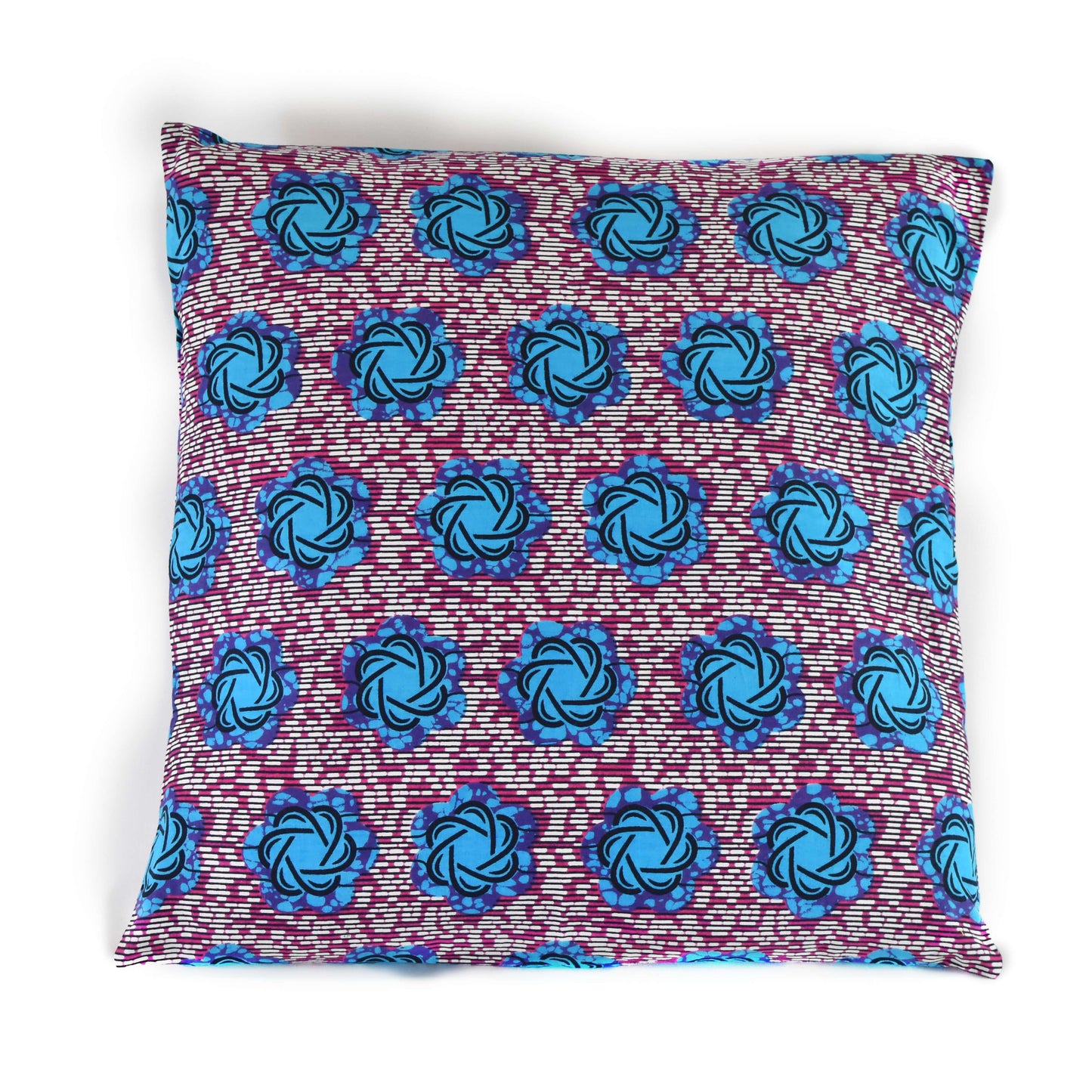 Housse coussin wax AINA fleurs bleues