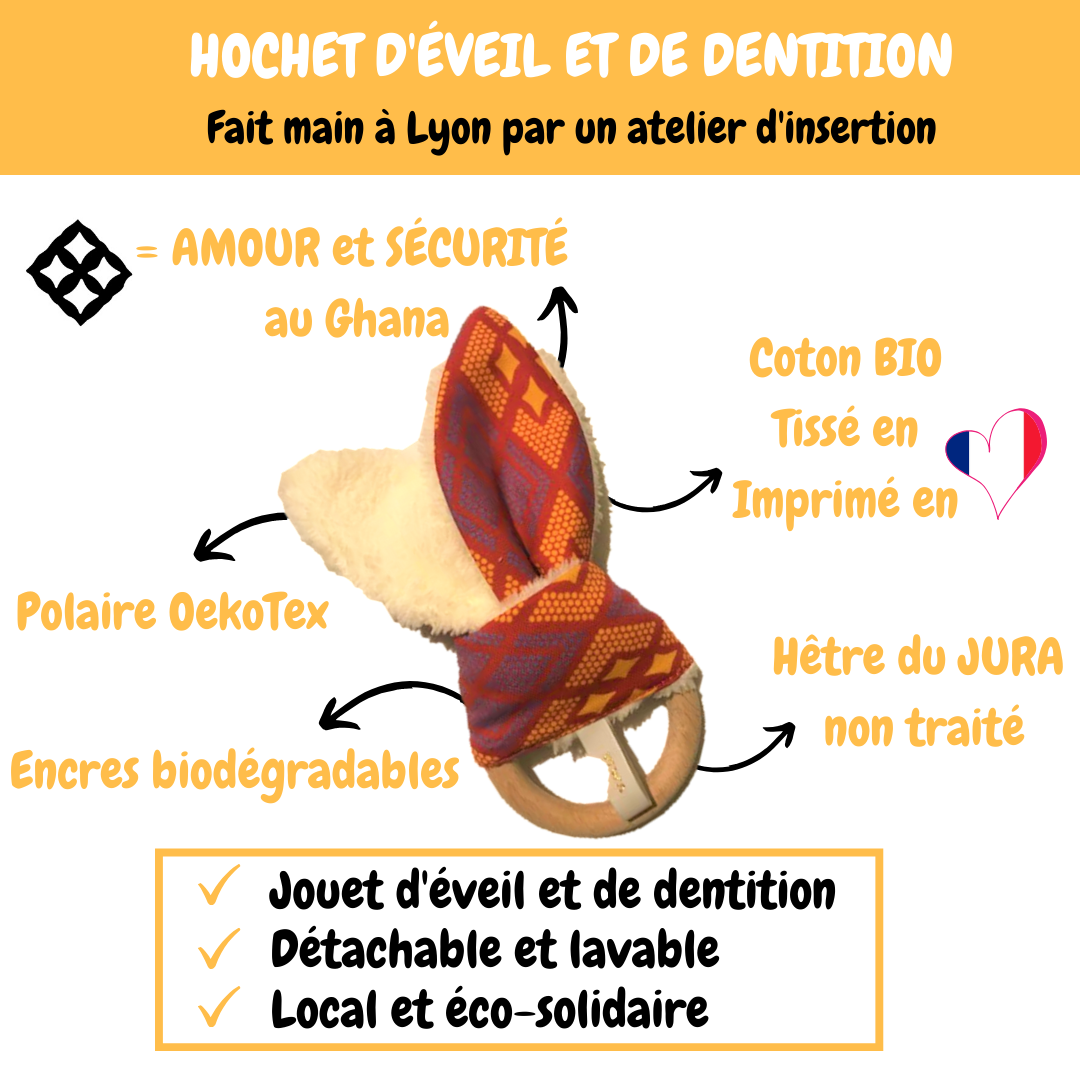 Coffret cadeau de Naissance EBAN Violet bavoir et hochet