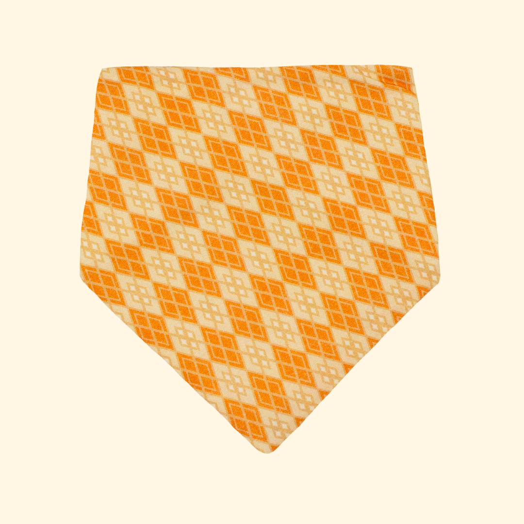 Bavoir bandana bébé bio - imprimé PENDO - Accessoire écologique Orange - Made in France - Cadeau de naissance